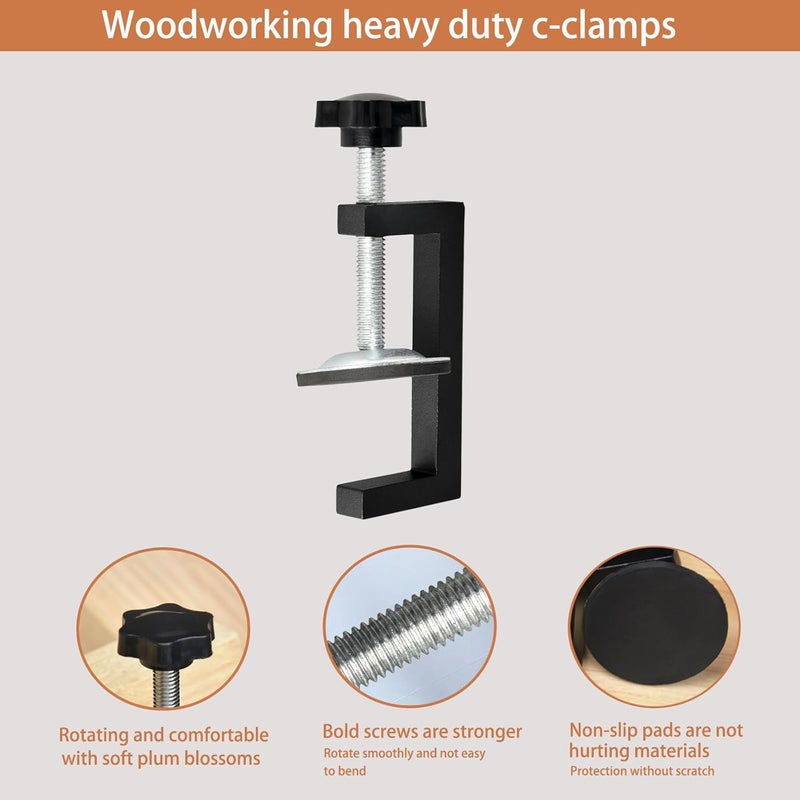 kurras C Clamp for woodworking Mini Clamps Small G Clamp Small Desk Clamp Universal Cabinet G Clamps Heavy-duty Woodworking 4pcs - Image 4